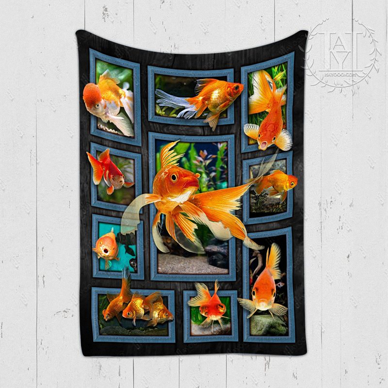 Hayooo Fleece Blanket USA Cute Gold Fishes 1