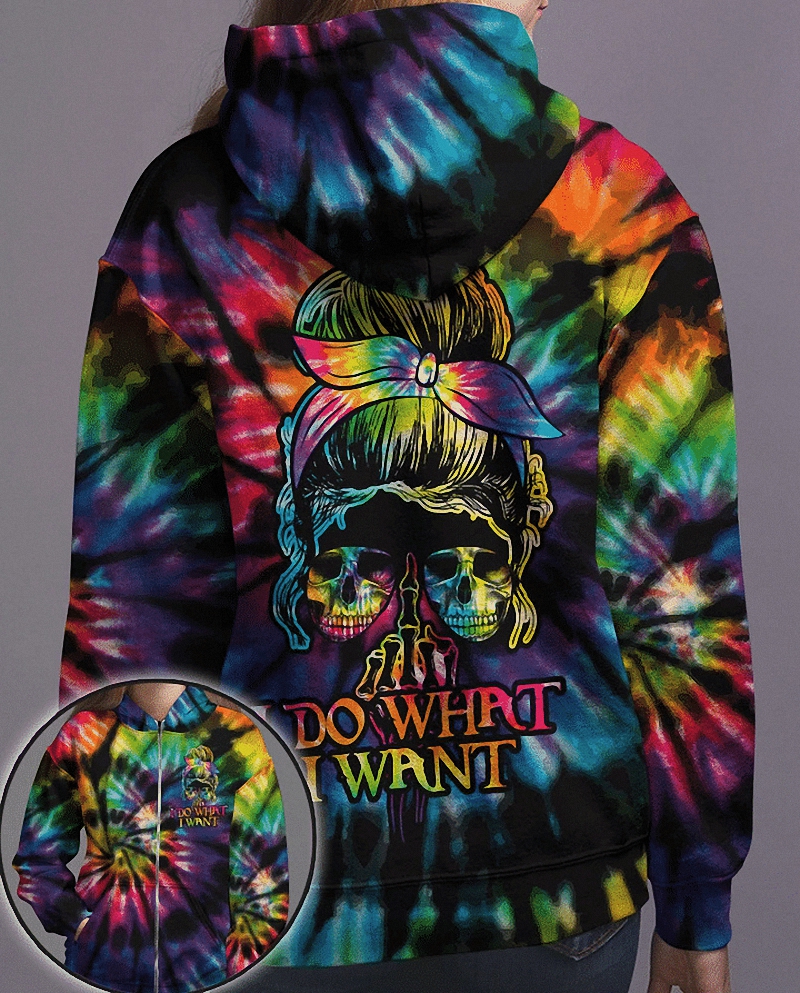 I Do What I Want Skull Tie Dye All Over Print 3D 1