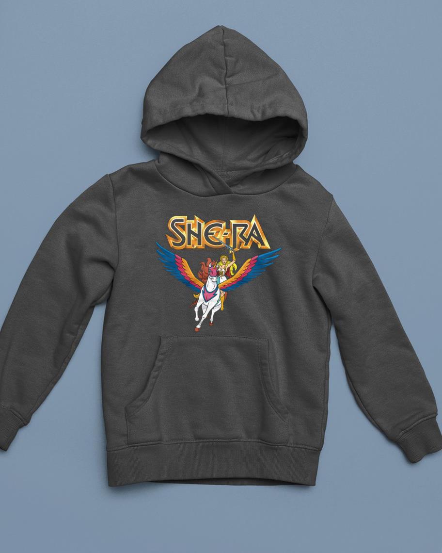 Masters Of The Universe She Ra And Swiftwind Black Junior Women's Racerback Shirt 1