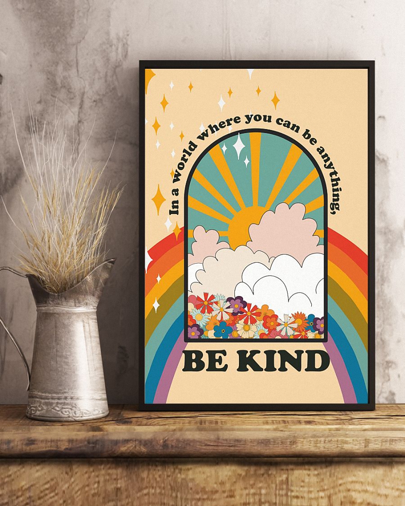 Femi Be Kind Retro Rainbow Canvas 3