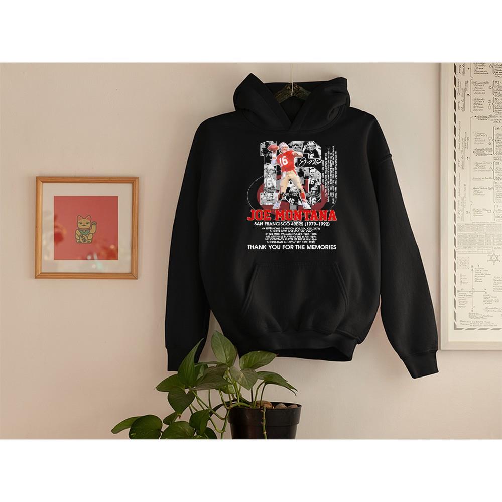 16 Joe Montana San Francisco 49ers 1979 1992 achievement thank you for the memories shirt 1 Clothing, Ncovtee News