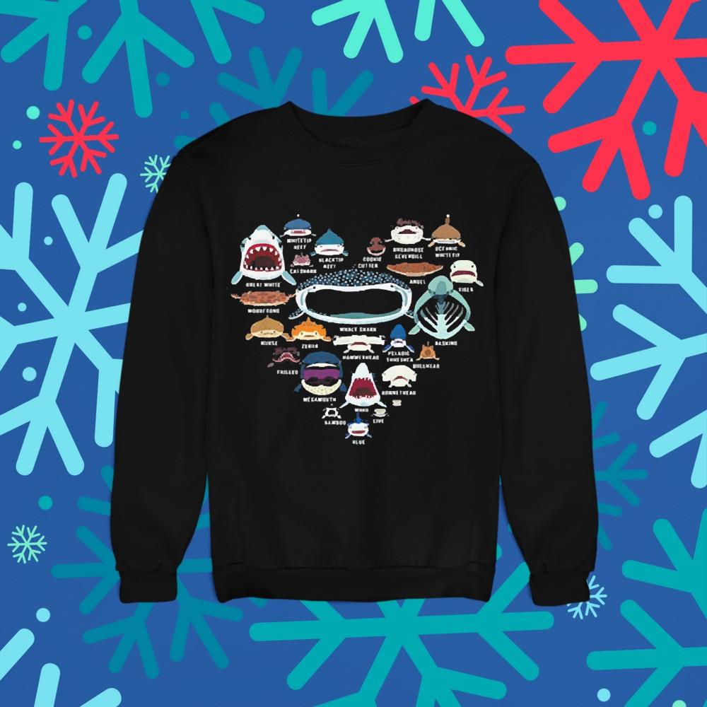 Love shark faces shirt 1