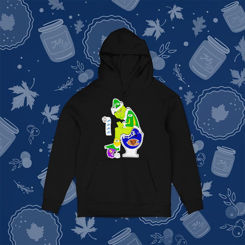 Santa Grinch Green Bay Packers sitting on toilet Chicago Bears shirt 1