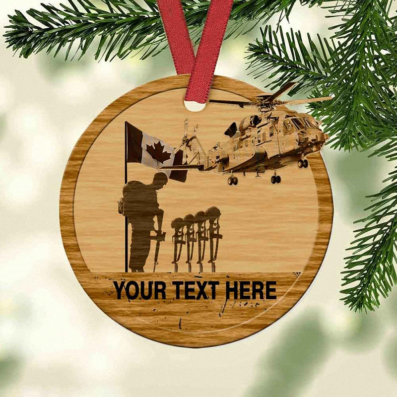 Canadian Veteran 2 Layer Wood Personalized Ornament 2