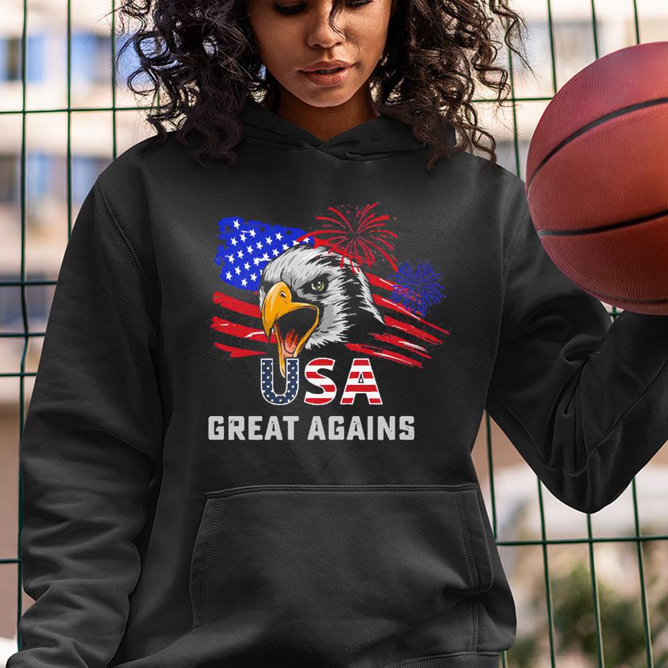 Usa Great Again 4th Of July Bald Eagle American Flag Shirt 2