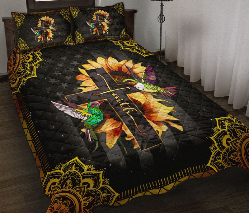 hue2112 hummingbird quilt bed set cross sunflower hummingbird quilt bed set cross sunflower - HUMMINGBIRD QUILT BED SET Cross Sunflower