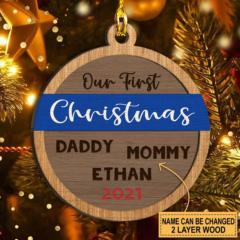 hue2112 our first christmas personalized 2 layers wood ornament our first christmas personalized 2 layers wood ornament - Our First Christmas Personalized 2 Layers Wood Ornament
