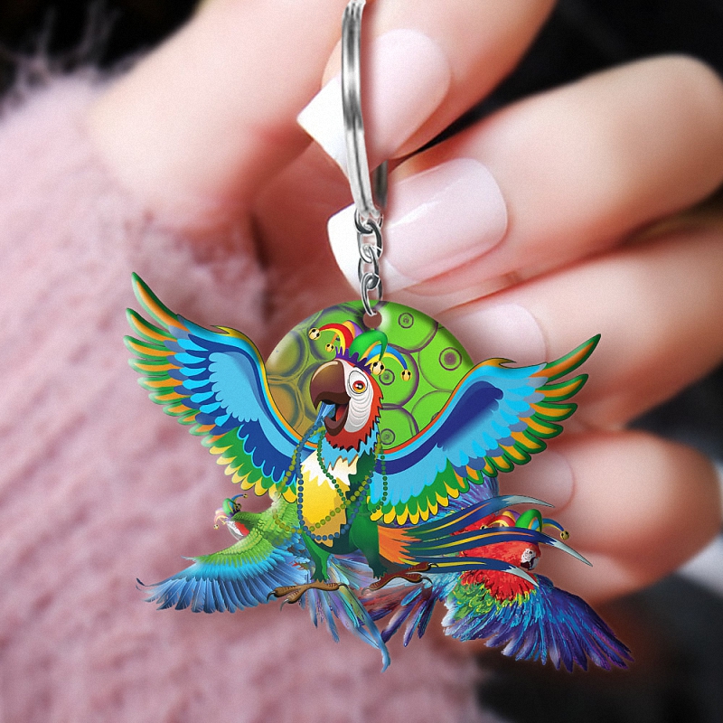 hue2112 parrot mardi gras special gift keychain parrot mardi gras special gift keychain - Parrot Mardi Gras Special Gift Keychain