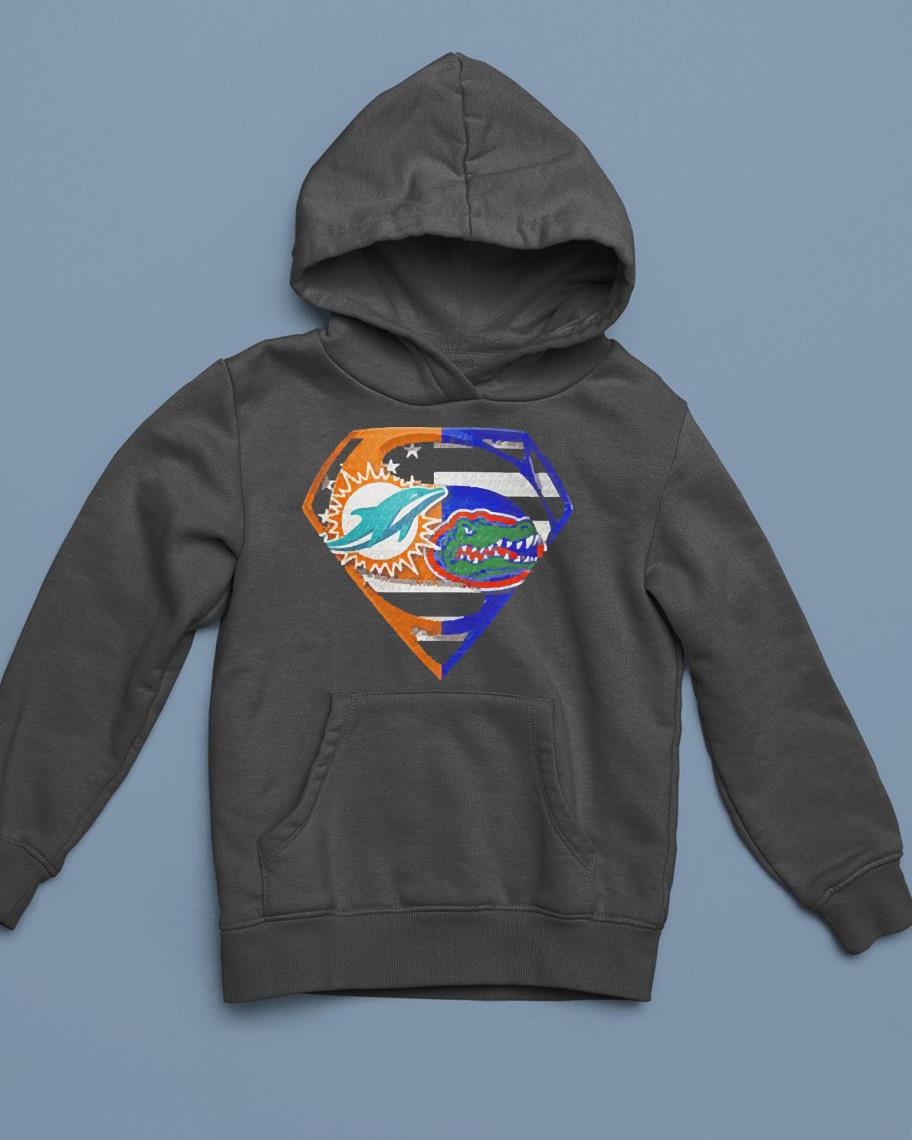 hue212 logo superman miami dolphins and florida gators shirt hoodie - Logo Superman Miami Dolphins and Florida Gators shirt