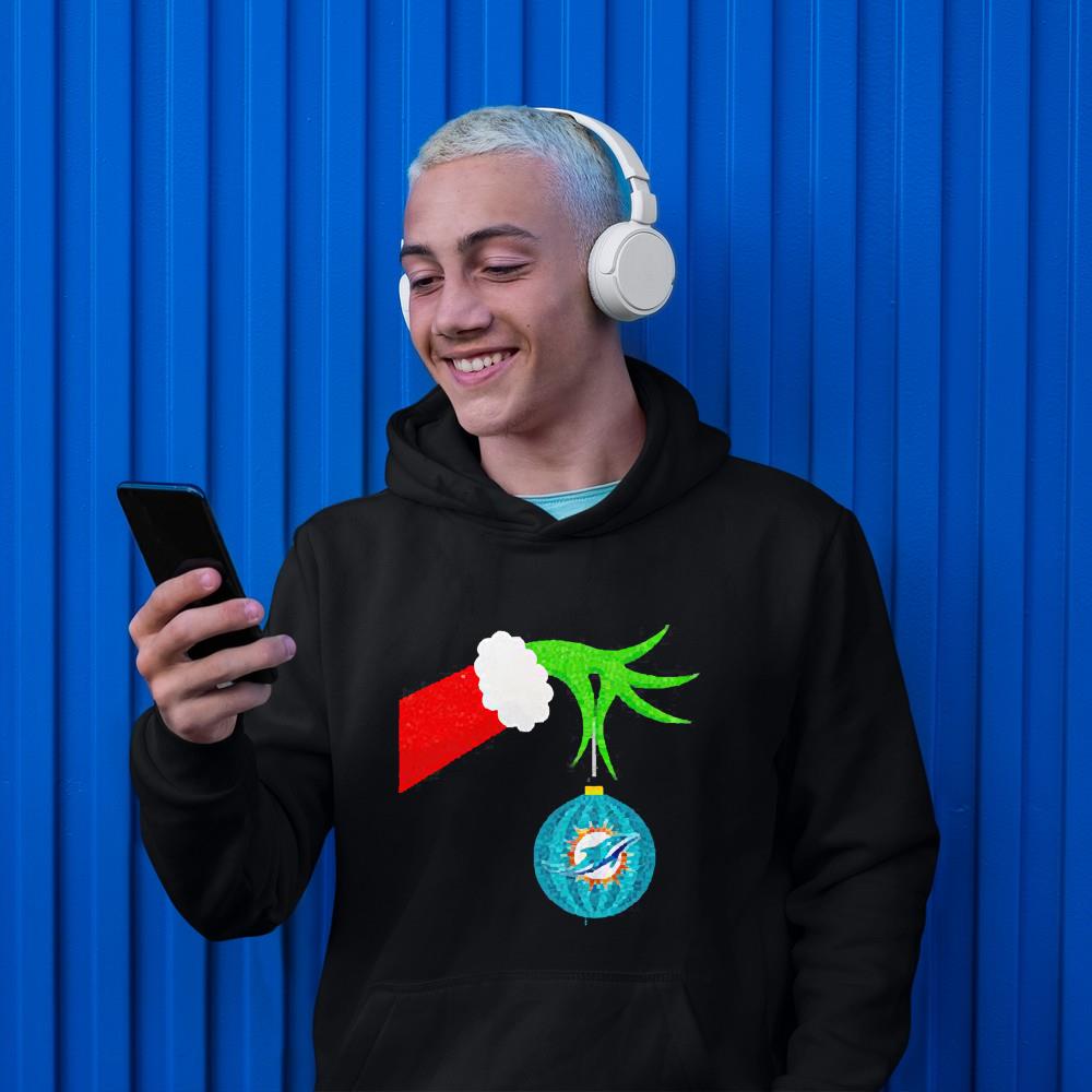 hue2201 grinch christmas decoration miami dolphins shirt hoodie - Grinch Christmas Decoration Miami Dolphins Shirt