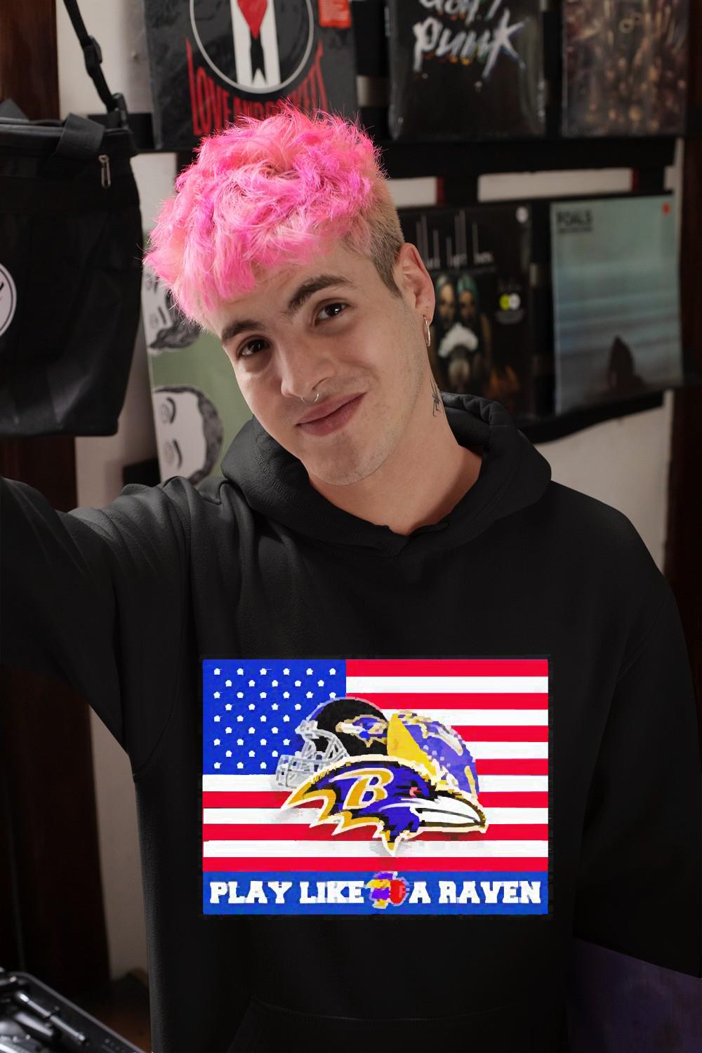 American flag Baltimore Ravens play like a raven shirt 1 Postmaloneshirt News