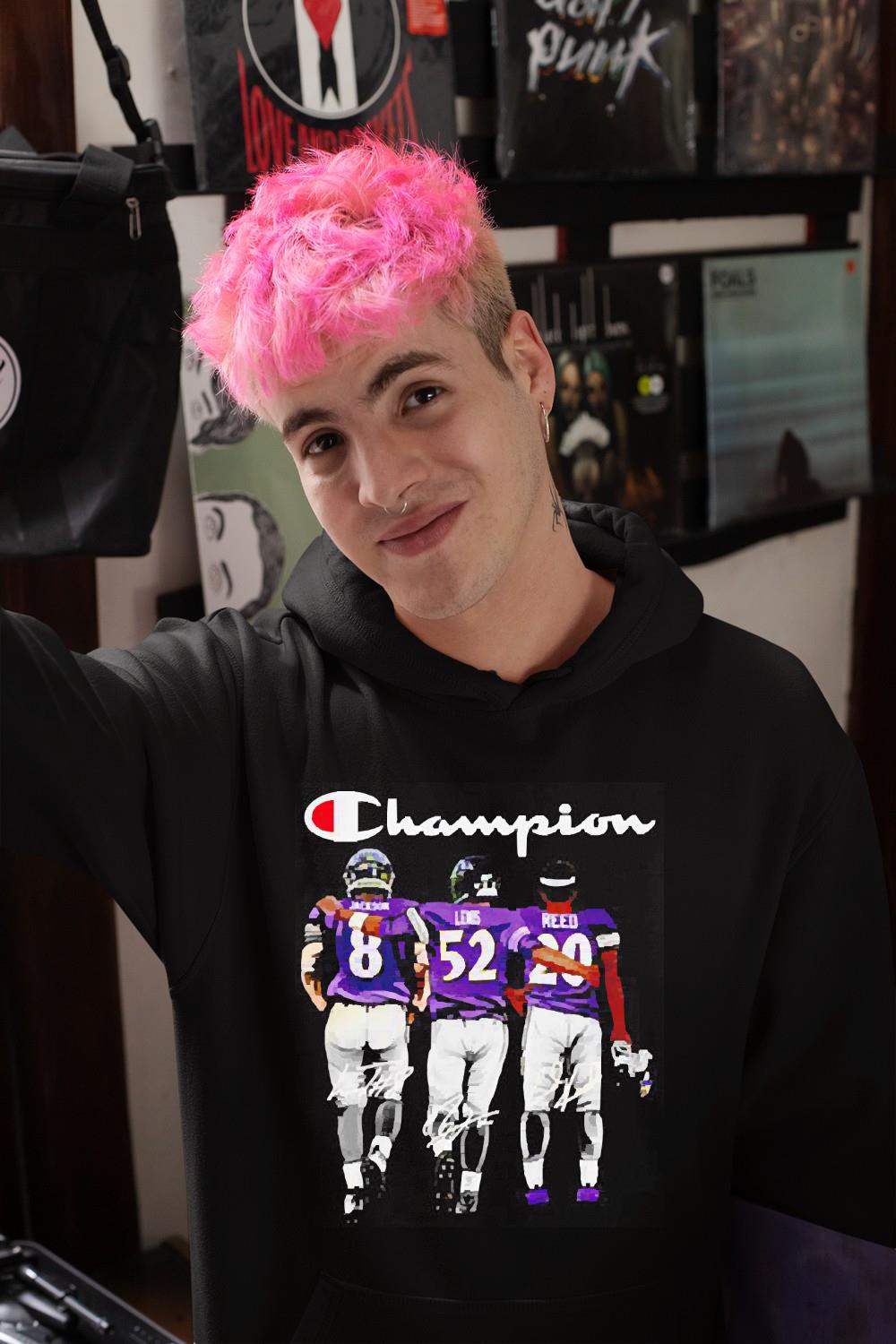 hue222 baltimore ravens champion jackson lewis reed signature shirt hoodie - Baltimore Ravens Champion Jackson Lewis Reed signature shirt