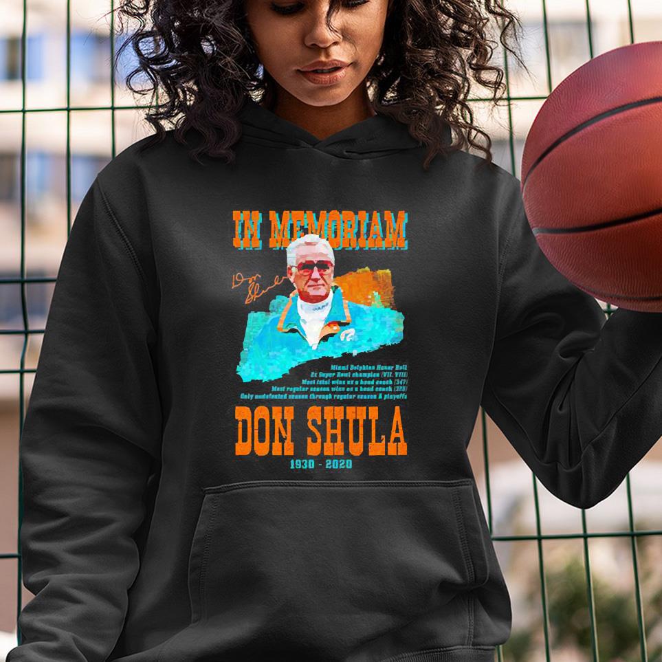 Miami Dolphins in memoriam signature Don Shula 1930 2020 shirt 1