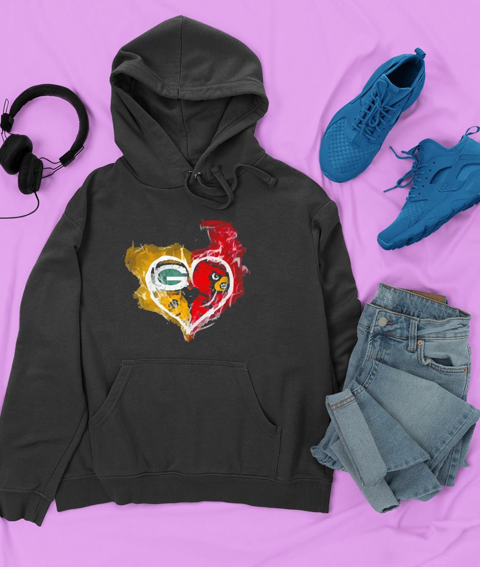 Heart Skull Green Bay Packers And Arizona Cardinals Shirt 3 Green Bay Packers