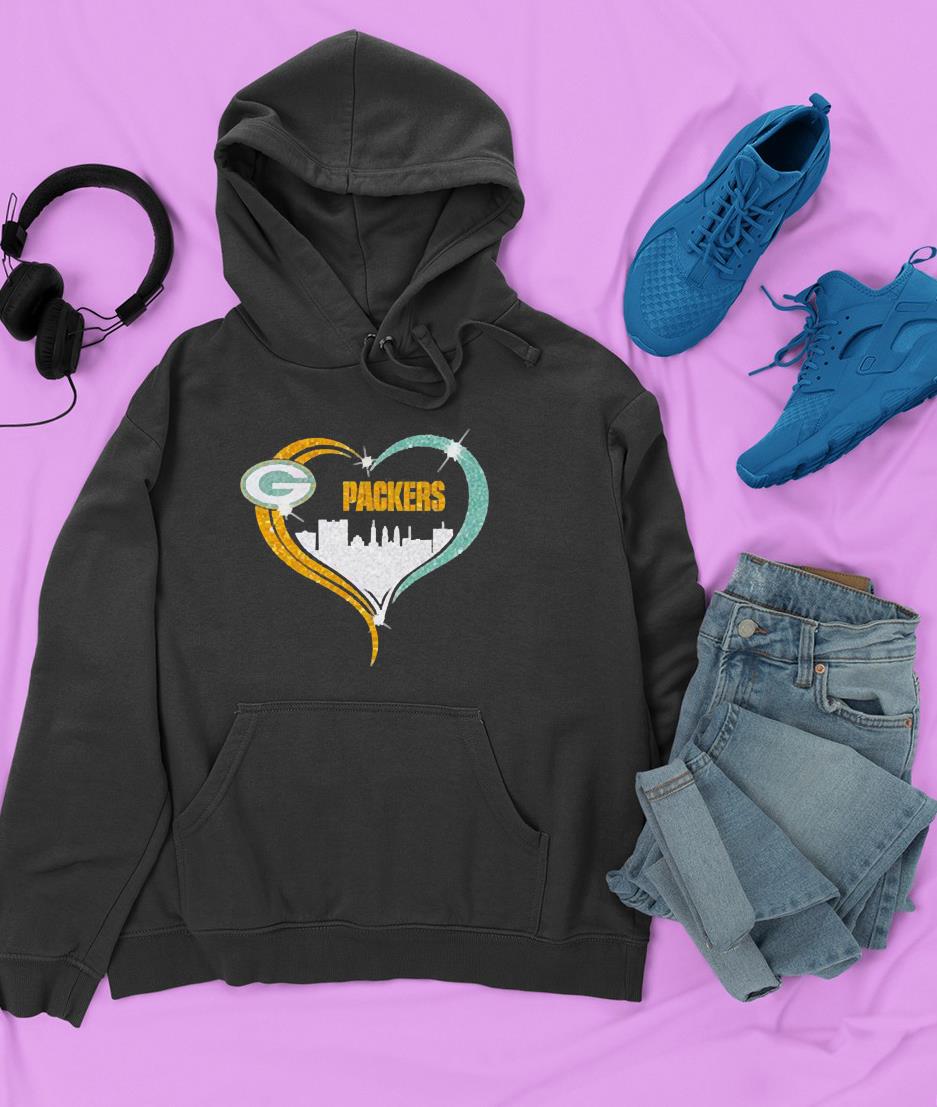 Love Green Bay Packers Heart shirt 1 Clothing