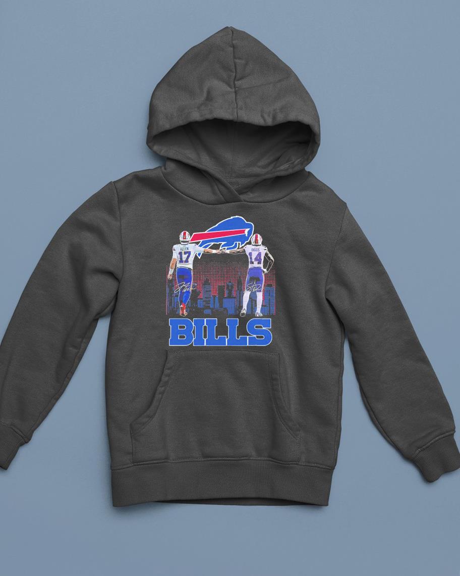 NFL 2021 Cup Champions Buffalo Bills 17 Allen And 14 Diggs Signatures Shirt 1 Clothing