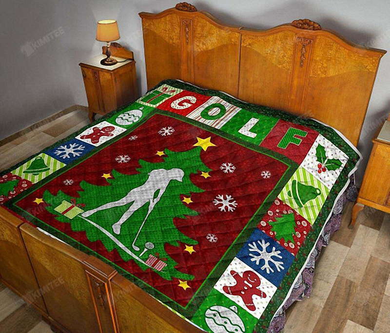 hue2812 pine tree snowflakes golf girl merry christmas quilt blanket pine tree snowflakes golf girl merry christmas quilt blanket - Pine Tree Snowflakes Golf Girl Merry Christmas Quilt Blanket