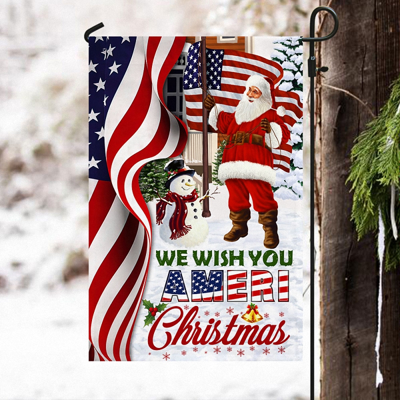 Santa Claus US Flag We Wish You Ameri Christmas Flag 4