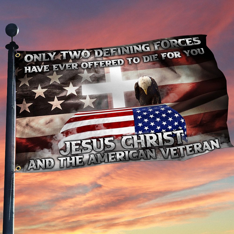Veteran Grommet Flag Jesus Christ And The American Veteran Flag 9