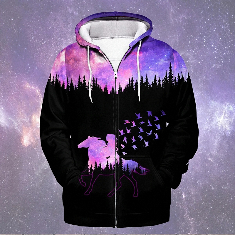 hue2912 girl  horse zip hoodie girl  horse zip hoodie - Girl & Horse Zip Hoodie