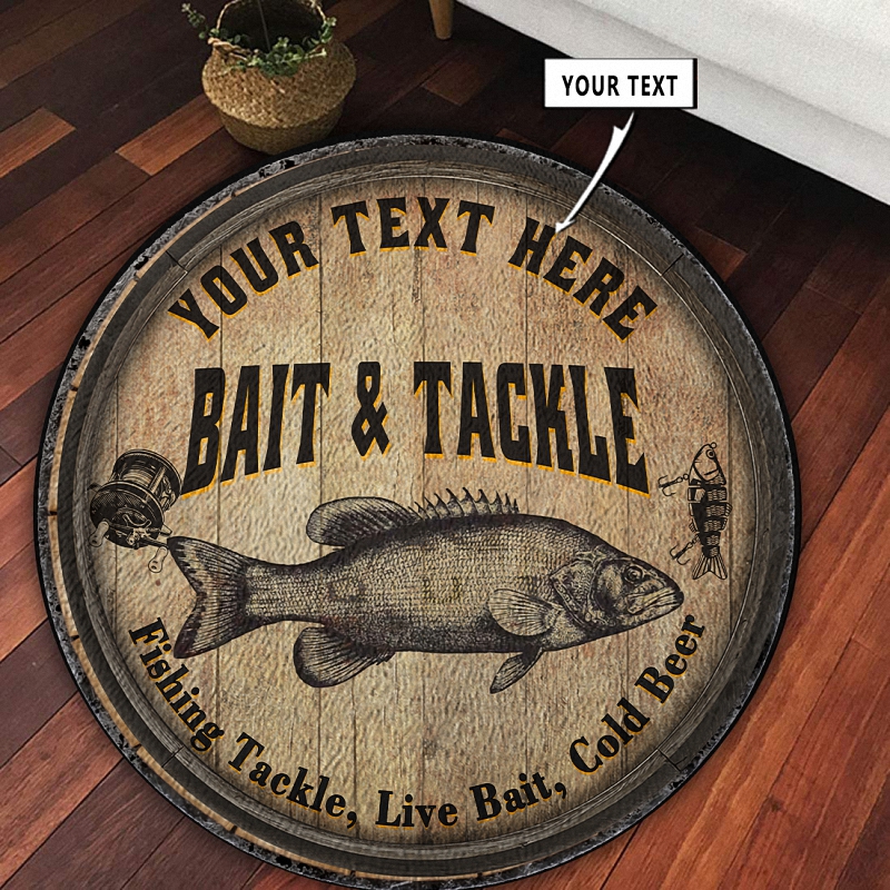 hue2912 personalized fishing bait tackle man cave round mat personalized fishing bait tackle man cave round mat - Personalized Fishing Bait Tackle Man Cave Round Mat