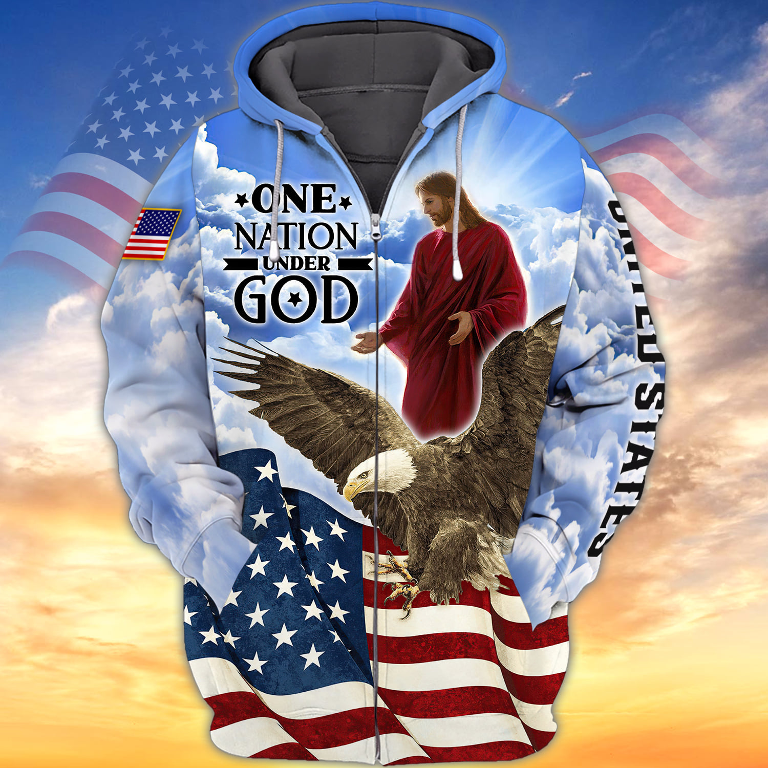 One Nation Under God Jesus In Eagle 3D Shirt 2