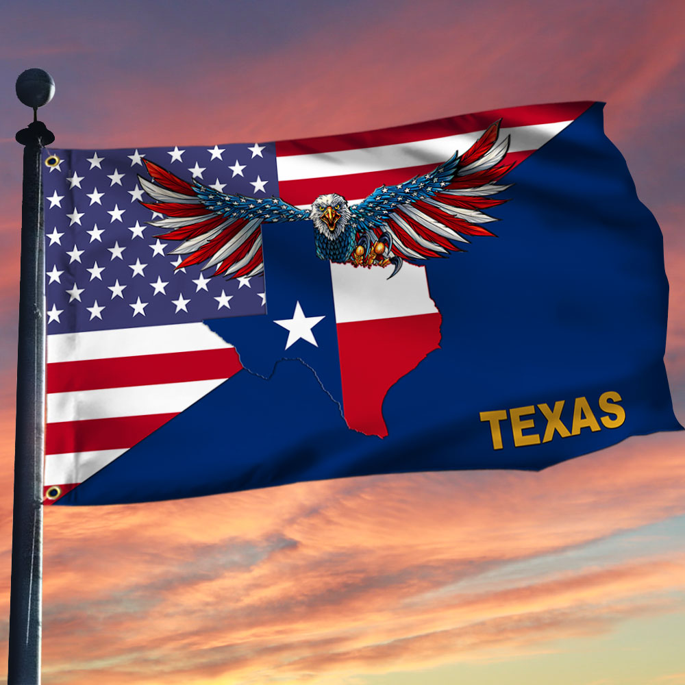 Texas Flag Texas American Eagle Grommet Flag 1