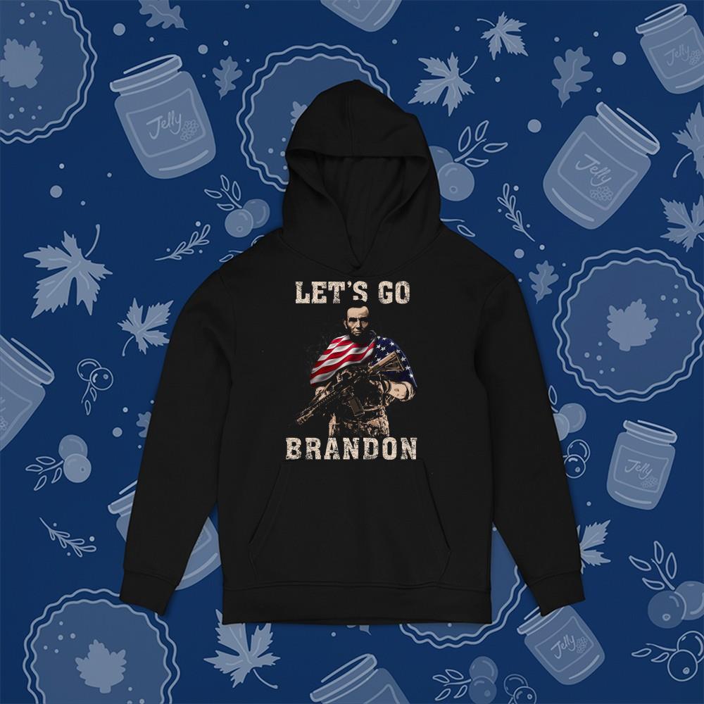 Veteran Holding A Gun Let's Go Brandon American Flag Shirt 1