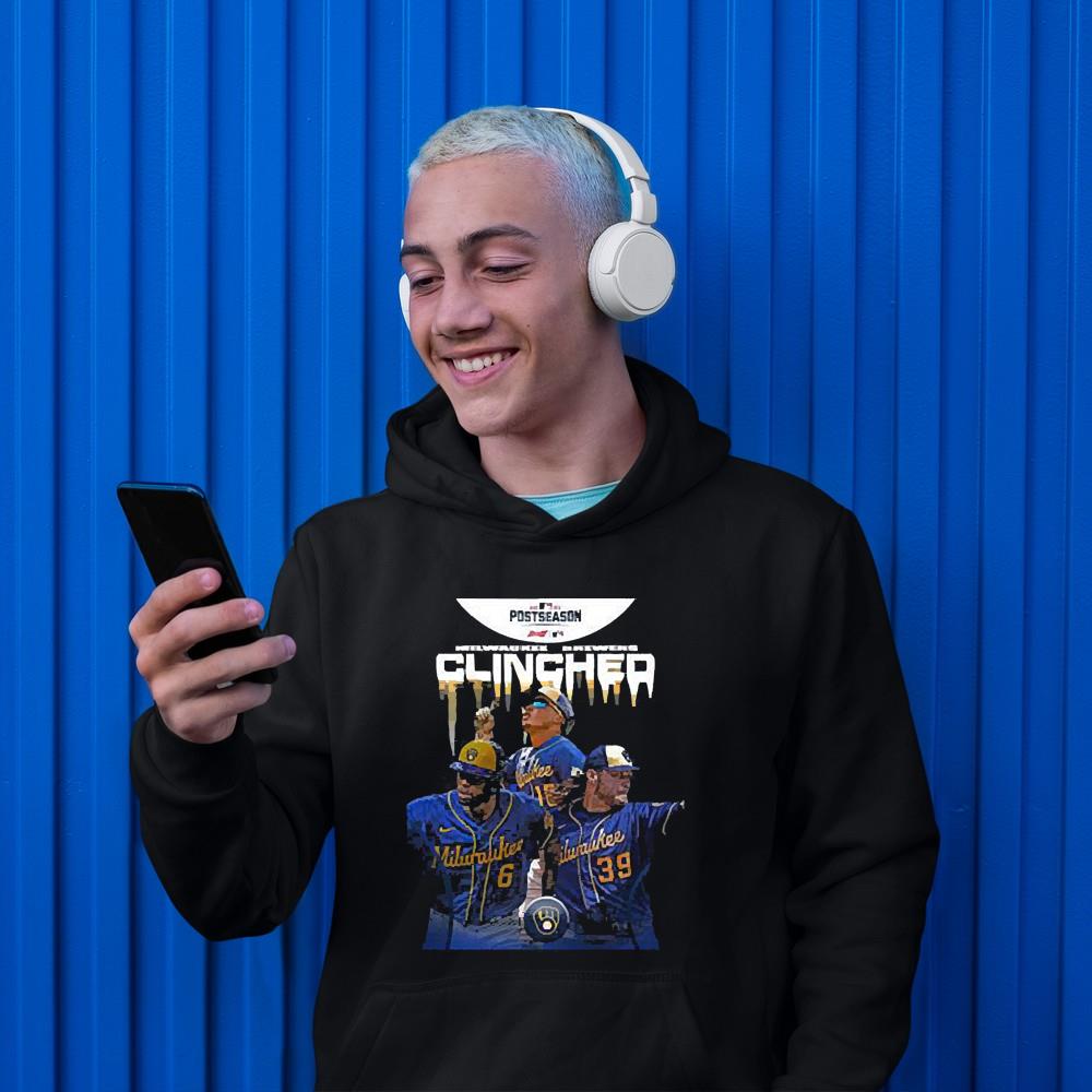 hue3012 2021 postseason milwaukee brewers clinched shirt hoodie - 2021 Postseason Milwaukee Brewers Clinched Shirt
