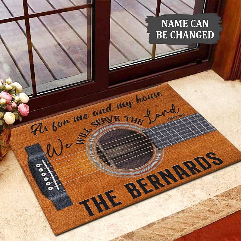 Guitar Serve The Lord Personalized Doormat 2 Door Mat