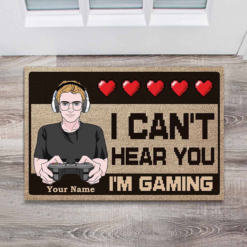 hue3112 i can t hear you i m gaming personalized video game doormat i can t hear you i m gaming personalized video game doormat - I Can't Hear You I'm Gaming Personalized Video Game Doormat