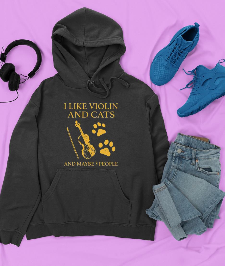 I like violin and cats and maybe 3 people shirt 77 Clothing