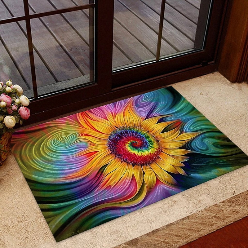 Tie Dye Sunflower Hippie Doormat 1 Door Mat