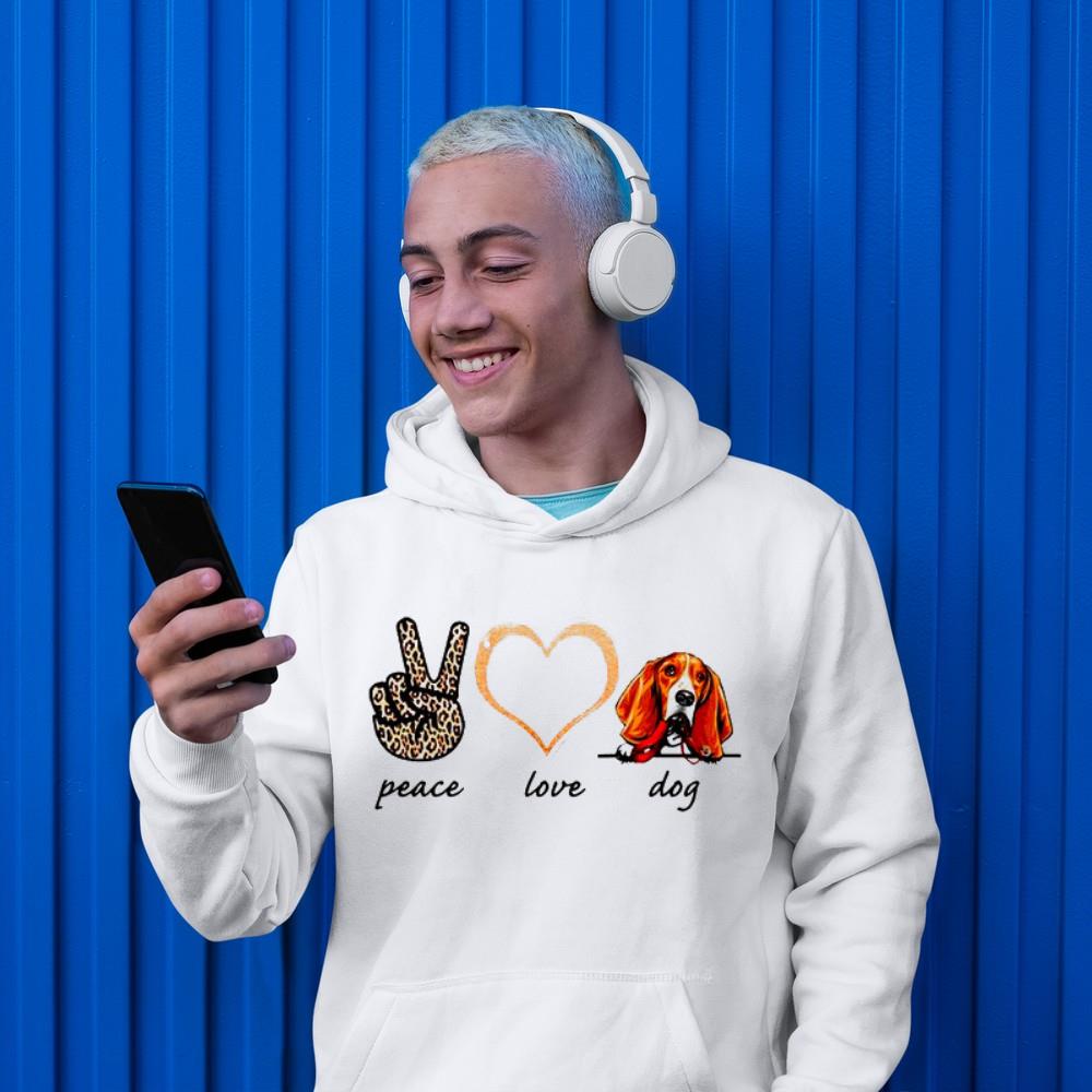 hue401 peace love basset dog 2021 shirt hoodie - Peace Love Basset Dog 2021 shirt