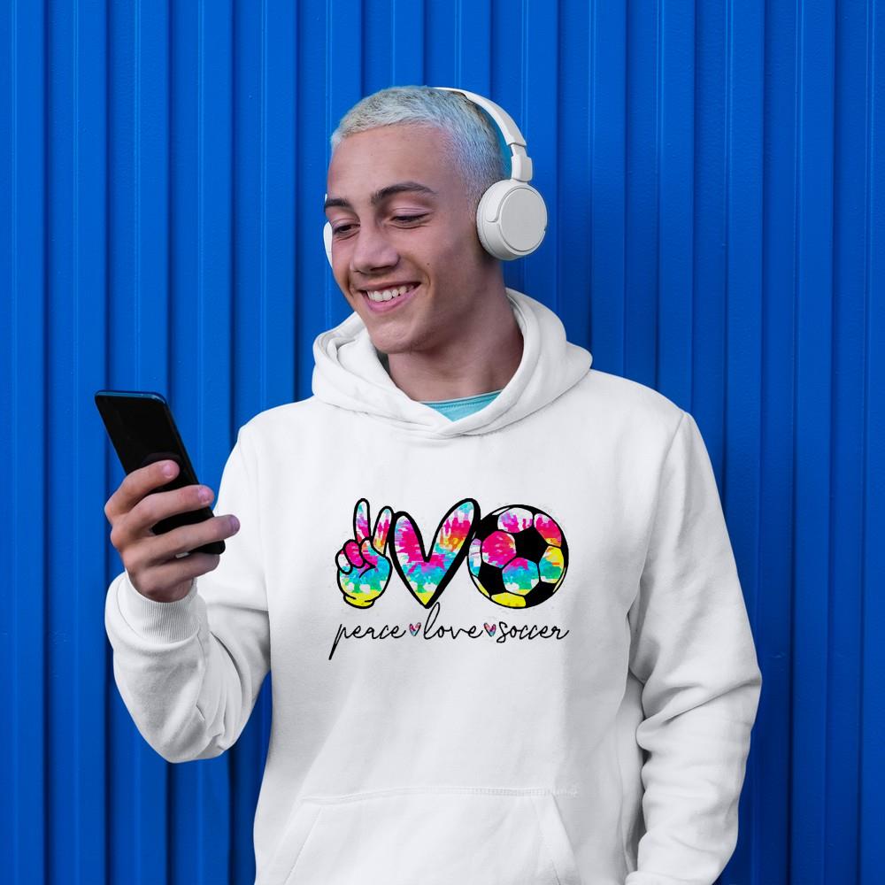 Peace Love Soccer Art shirt 76 Clothing
