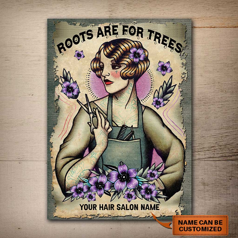 Roots Are For Trees Hairdresser Personalized Rectangle Metal Sign 1