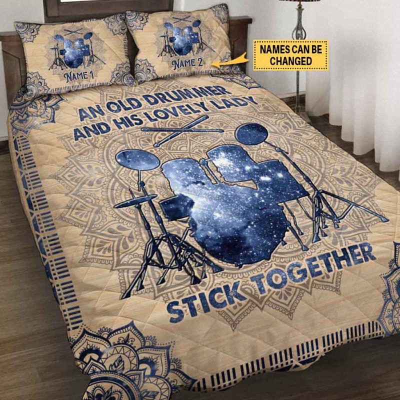 hue601 an old drummer personalized quilt set an old drummer personalized quilt set - An Old Drummer Personalized Quilt Set