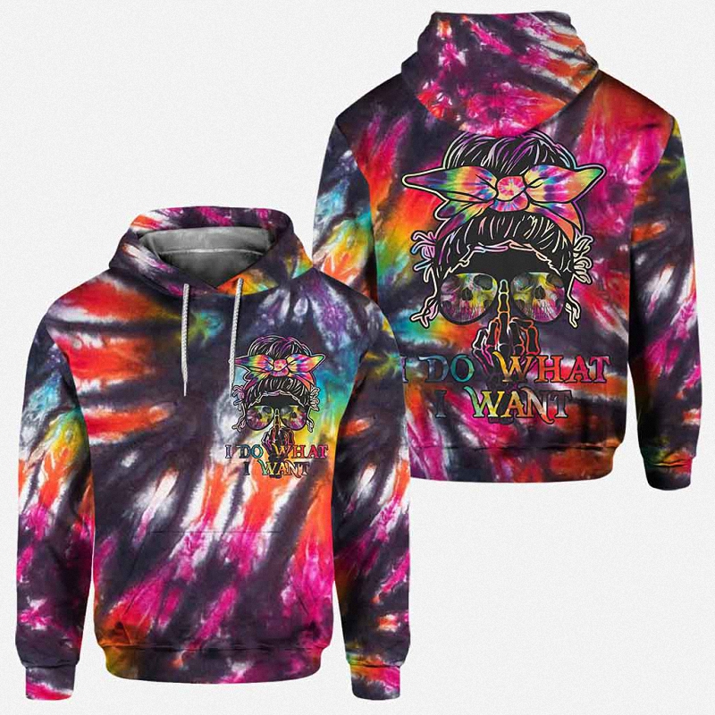I Do What I Want Skull All Over Print Shirt 1 Hoodie 3D