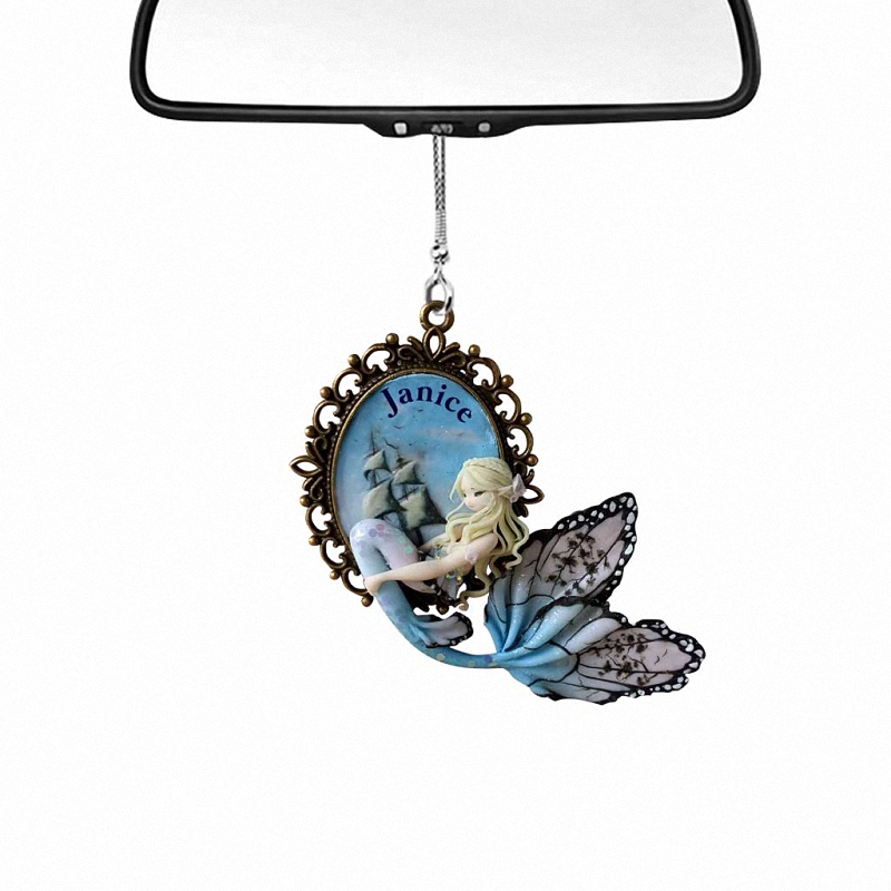 hue601 mermaid personalized car ornament mermaid personalized car ornament - Mermaid Personalized Car Ornament