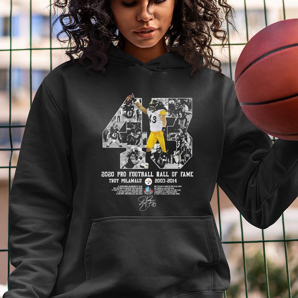 Pittsburgh Steelers 2020 Pro Football Hall Of Fame Troy Polamalu 2003 2014 Signature Shirt 1 Clothing