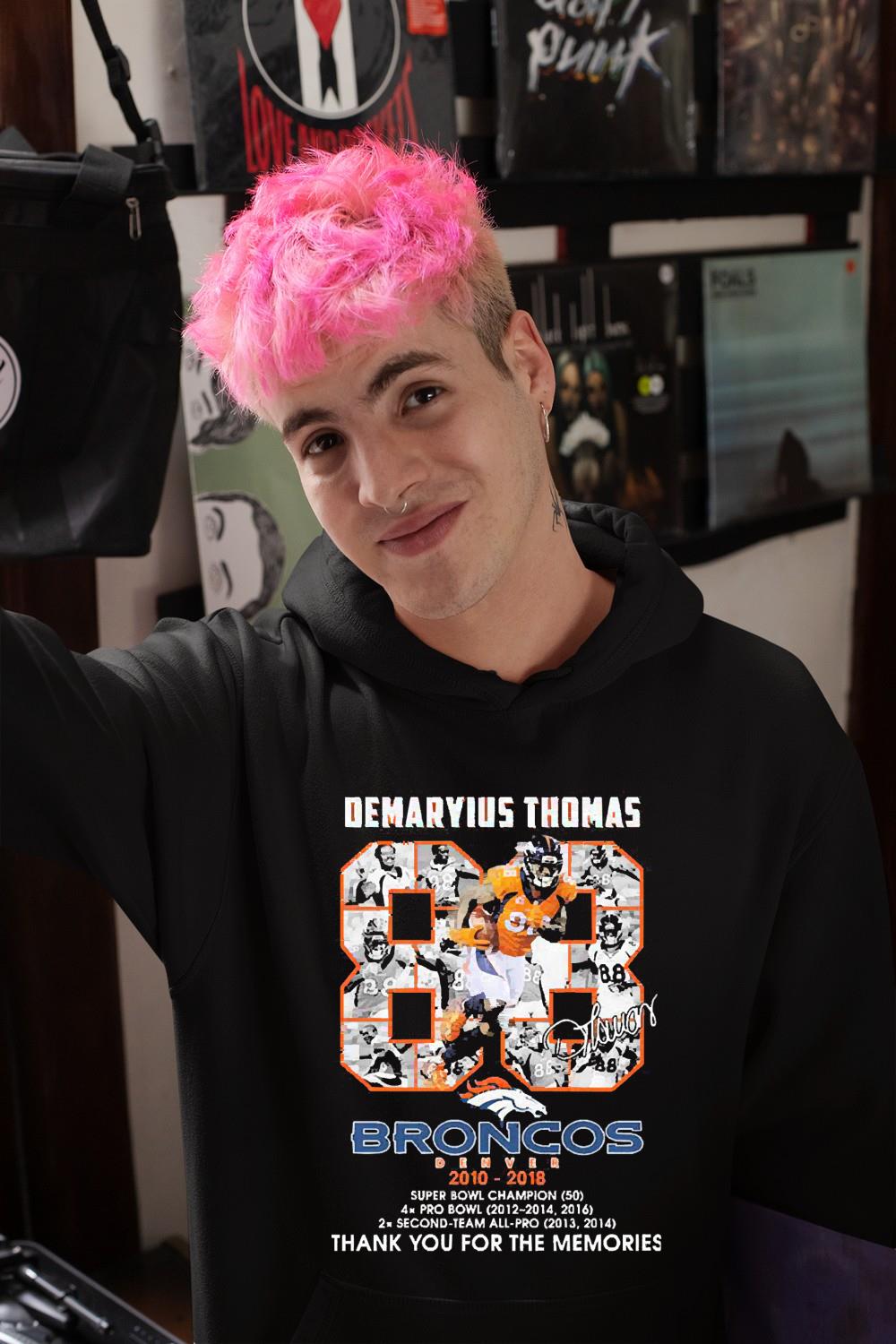 hue702 demaryius thomas denver broncos 2010 2018 signature thanks for the memories shirt hoodie - Demaryius Thomas Denver Broncos 2010 2018 Signature Thanks For The Memories Shirt