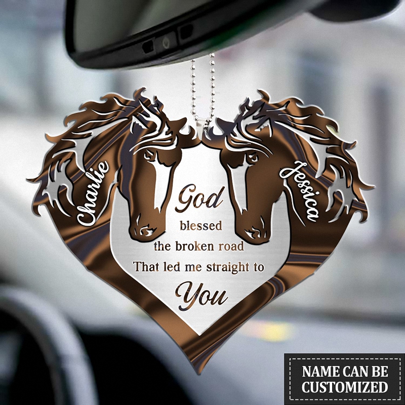 Couple Horse Heart God Blessed Personalized Ornament 1