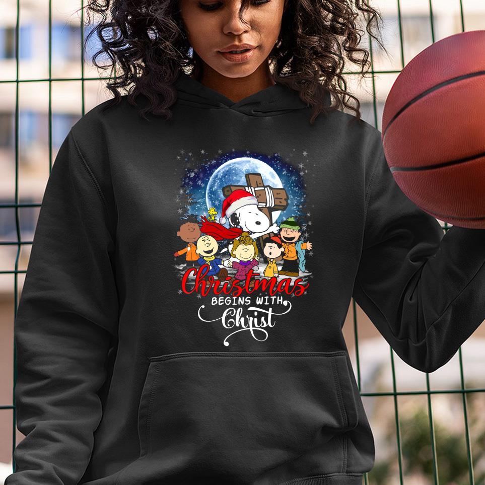 Charlie Brown And Friends Christmas Begin With Christ Shirt 1