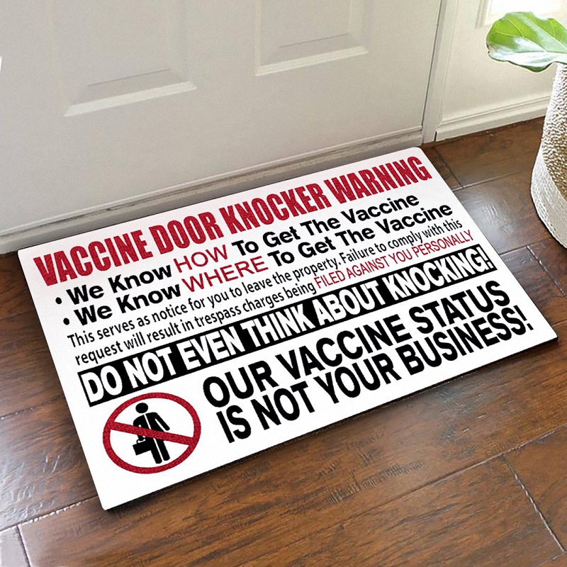 Vaccine Door Knocker Warning Door Mat 1