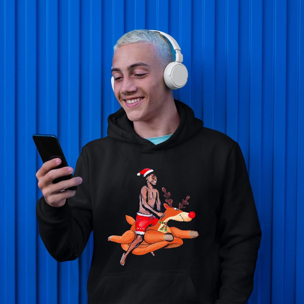 hue93 santa bukayo saka riding reindeer shirt hoodie - Santa Bukayo Saka riding reindeer shirt