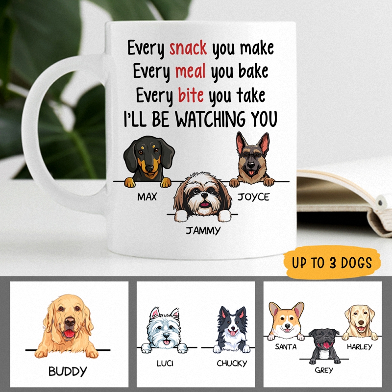 I'll Be Watching You, Funny Personalized Coffee Mug with over 100 Dog Breeds, Custom Gift for Dog Lovers 1