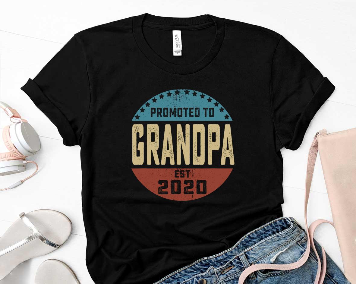 Fathers Day Promoted To Grandpa Est 2020 Shirt 43 Father's Day