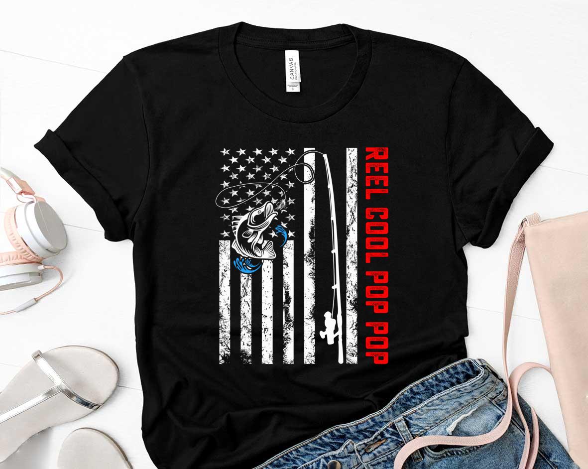 Reel Cool Pop Pop American Flag Fishing Father Day Shirt 22 Father's Day