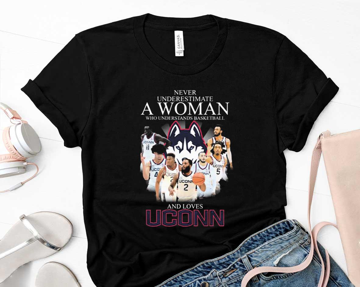 Never Underestimate A Woman And Loves Uconn Basketball Signatures Shirt 4 Aquamanshirt News
