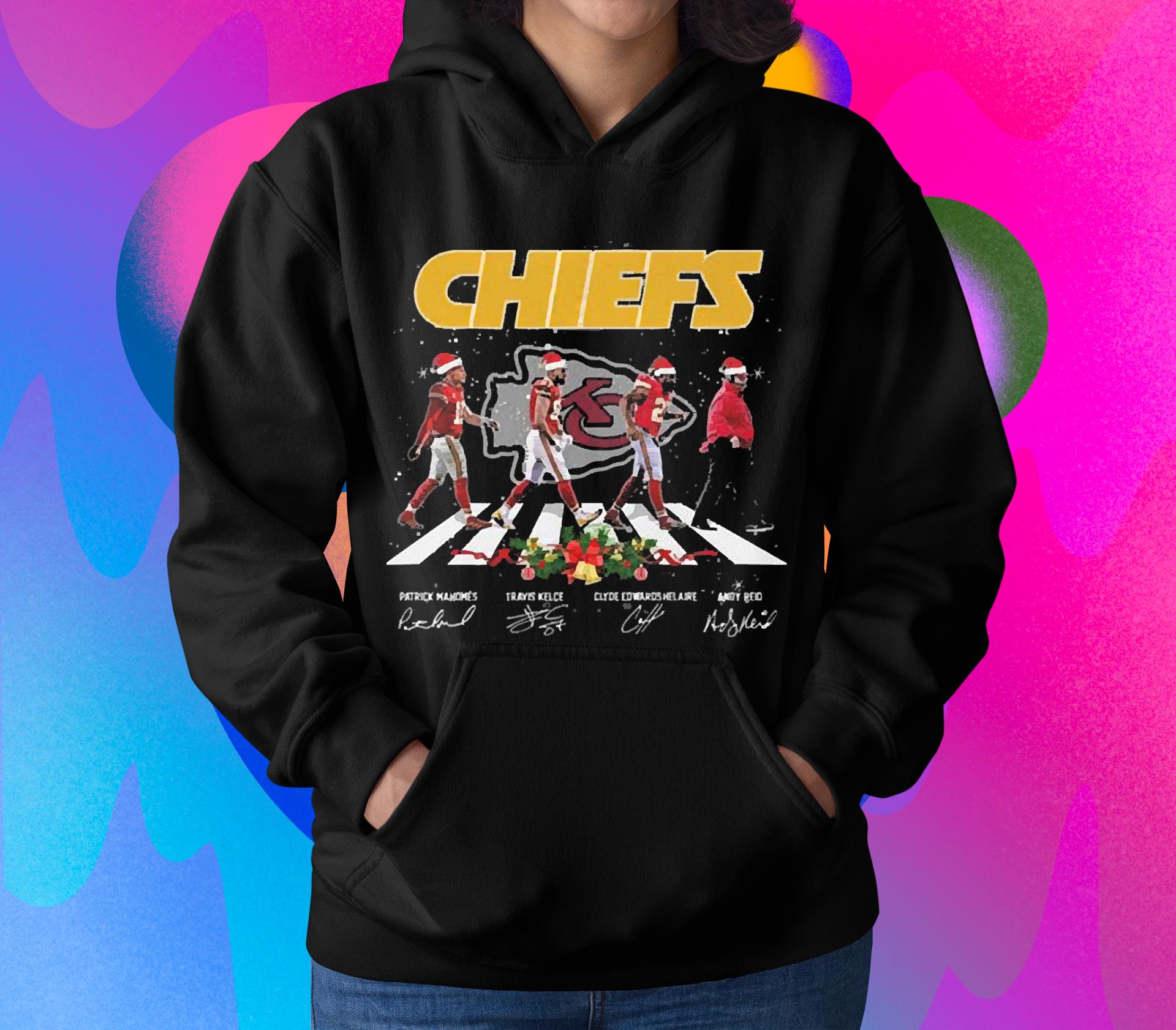 l112 kansas city chiefs road abbey merry christmas signatures shirt hoodie - Kansas City Chiefs Road Abbey Merry Christmas Signatures Shirt